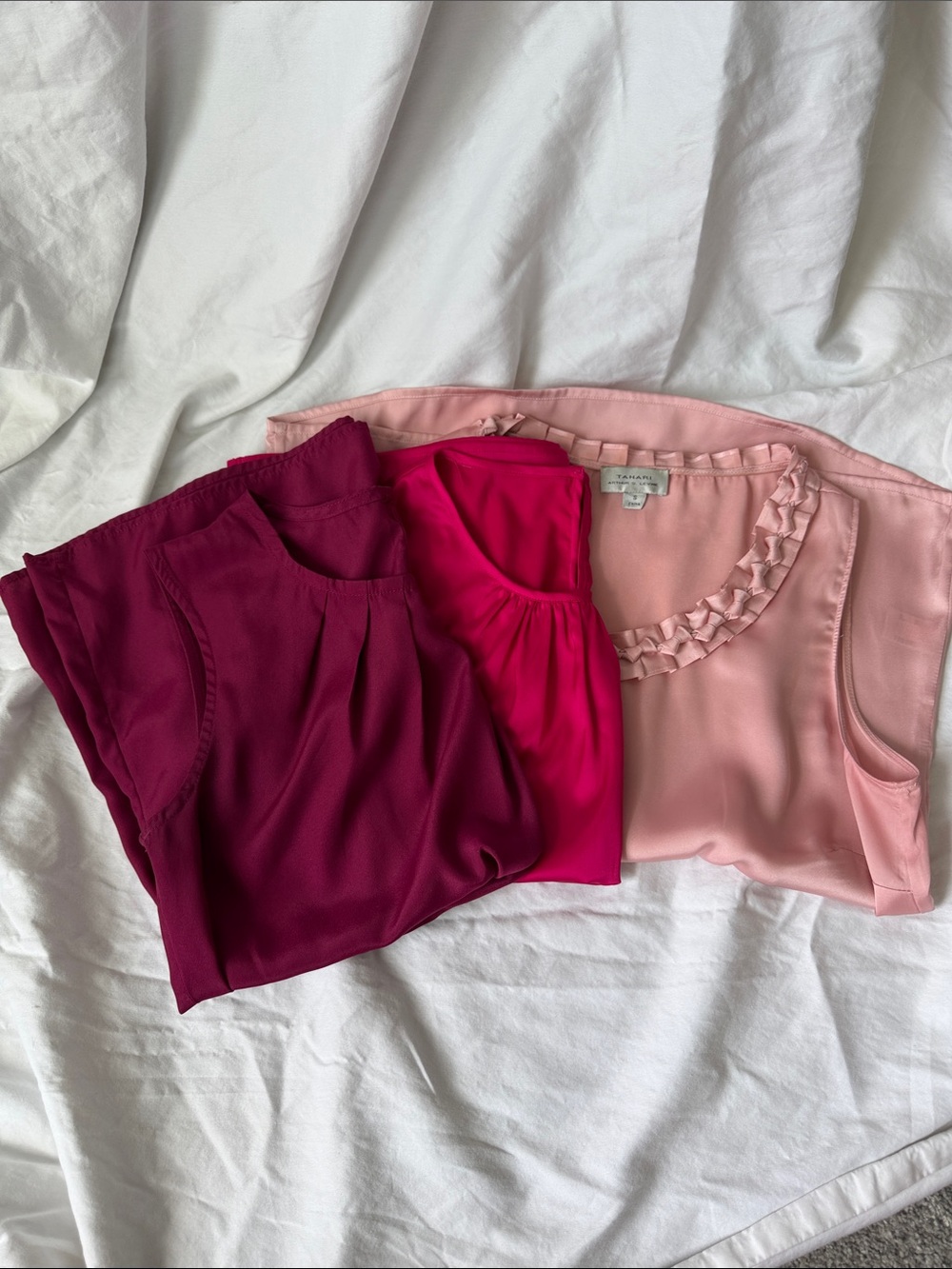 Calvin Klein Three-Pack Sleeveless Tops in Burgundy, Hot Pink & Blush